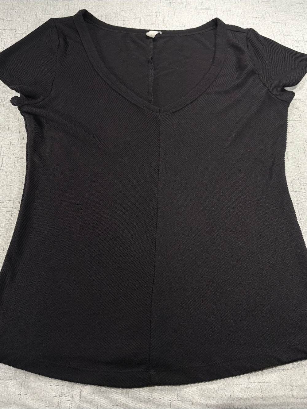 Intimately Free People Black V-Neck Short Sleeve Women's Top